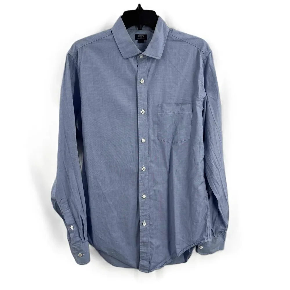 J.Crew Blue Thompson Premium Dress Shirt Men Long Sleeve Button Up Cotton Medium